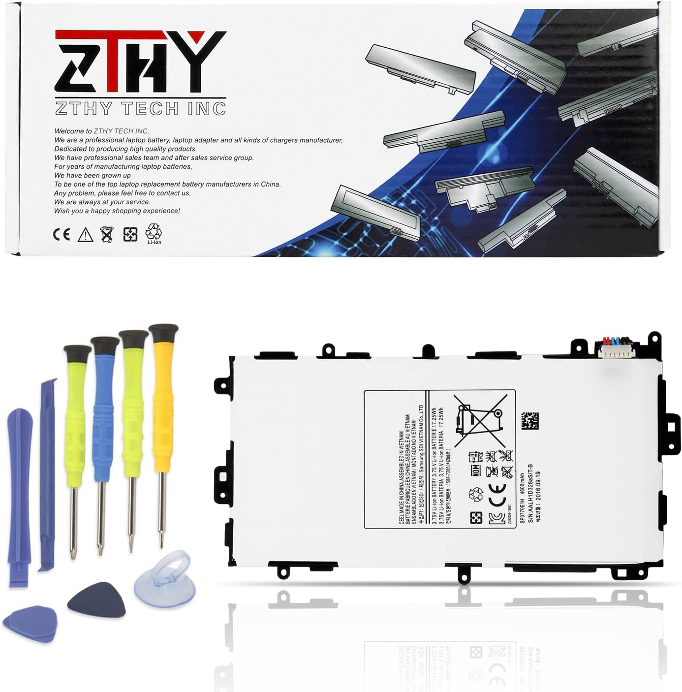 ZTHY New SP3770E1H Tablet PC Battery Replacement for Samsung Galaxy Note 8.0 GT-N5100 3G GT-N5110 GN-5120 3G 4G LTE GH-I467 SGH-I467ZWAATT with Tools 3.75V 4600mAh