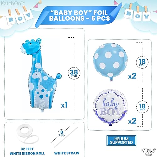 Miniatura 4 de KatchOn, Decoraciones de jirafa azul para baby shower, paquete de 5, globos de jirafa para baby shower para niño Globo It's a Boy Decoración azul