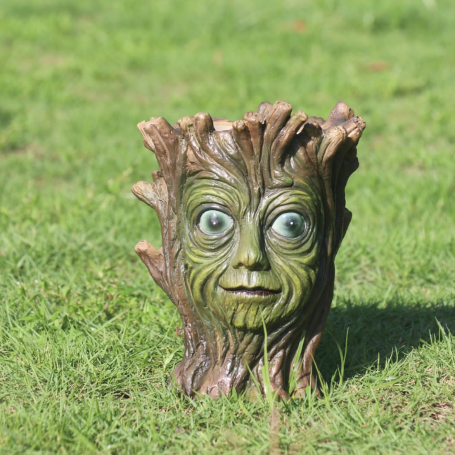 Tree Face Planter with Drainage Holes, 7.87 x 3.93 x 1.96 inches, Resin Garden Flower Pot, Indoor Outdoor Decorative Vase for Plants (xiao)