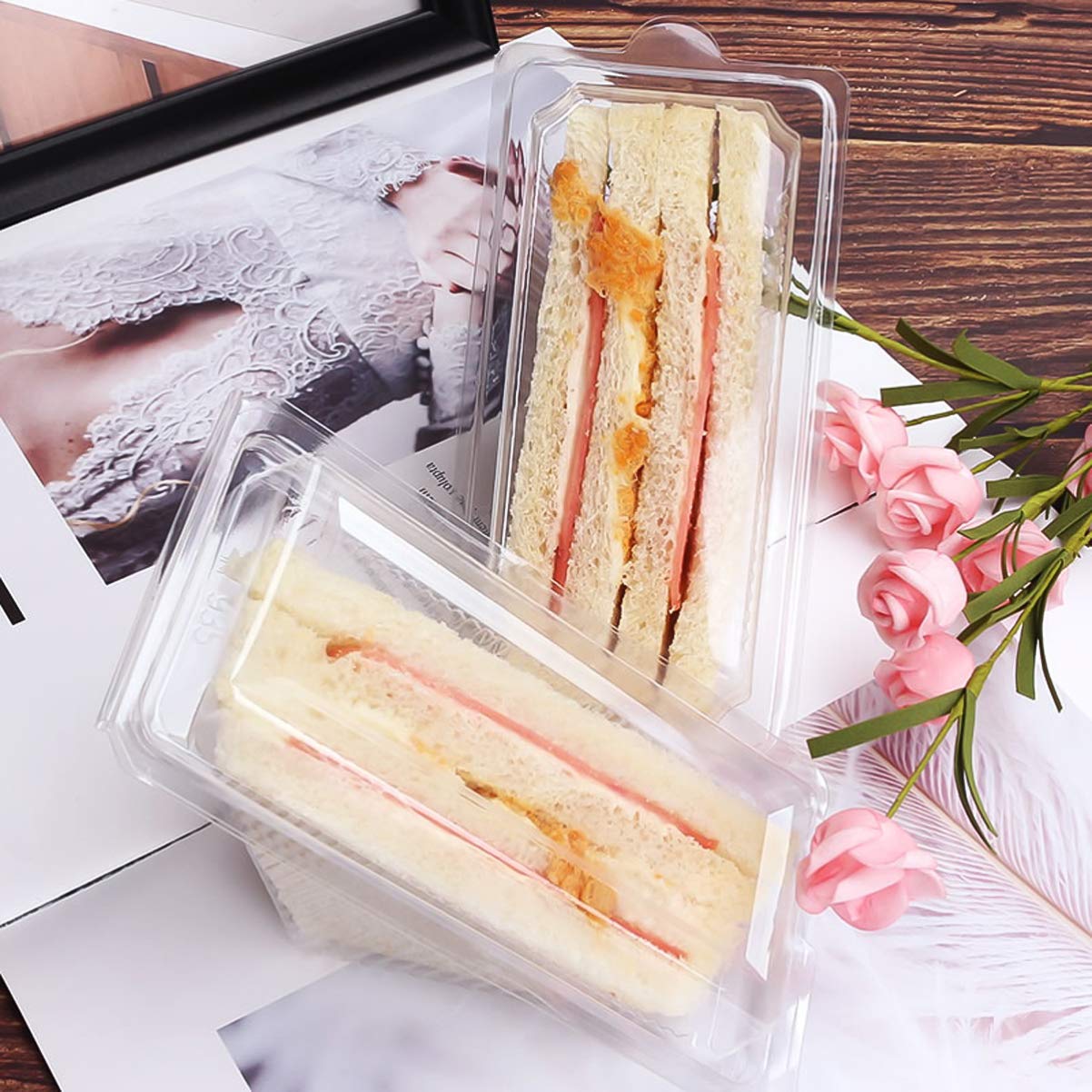 Amazon.co.jp: デザートケーキ 100 個サンドイッチ容器プラスチック