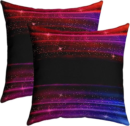 Juego de 2 fundas de almohada de 18 x 18 pulgadas con diseño de estrellas degradadas de 18 x 18 pulgadas, color rojo, negro, azul, morado,