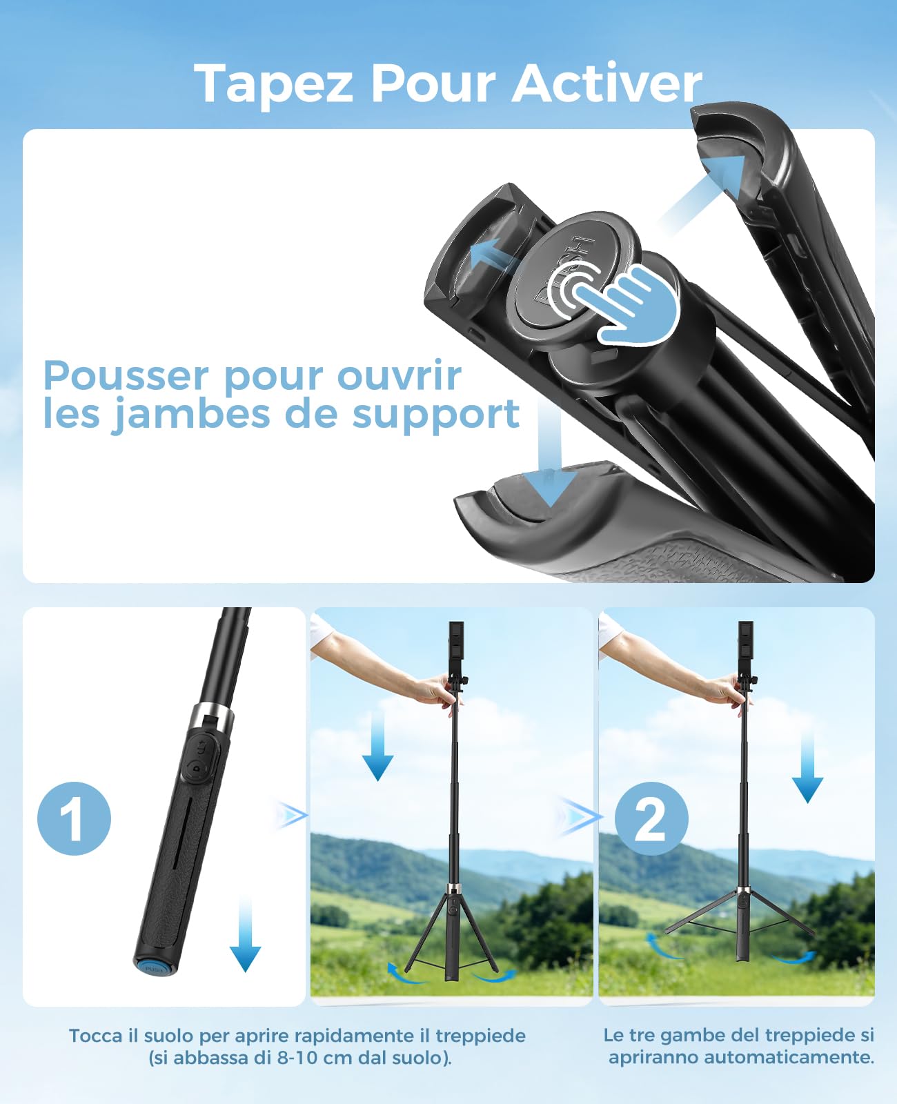 110cm Perche à Selfie avec Trépied et Lumière, Trepied Smartphone avec Télécommande, Trépied Téléphone Portable Télescopique - Compatible iPhone, Samsung, Android, Caméra