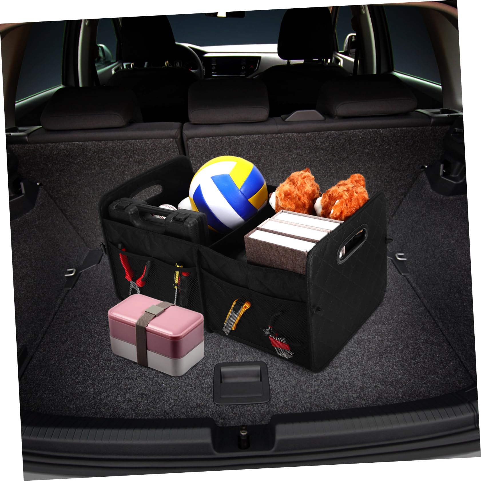 Kofferraumtasche Auto Organizer Schwarz Oxford mit Getrennten Fächern