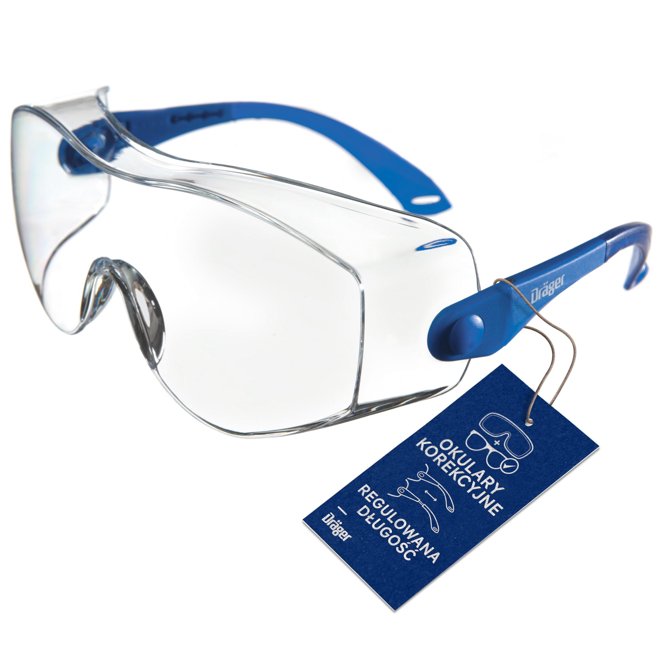 Dräger X-pect 8120 okulary ochronne, regulowane również dla osób noszących okulary, na plac budowy, laboratorium, do warsztatu i jazdy rowerem, lekkie, przezroczyste i odporne na zarysowania, 1 szt.