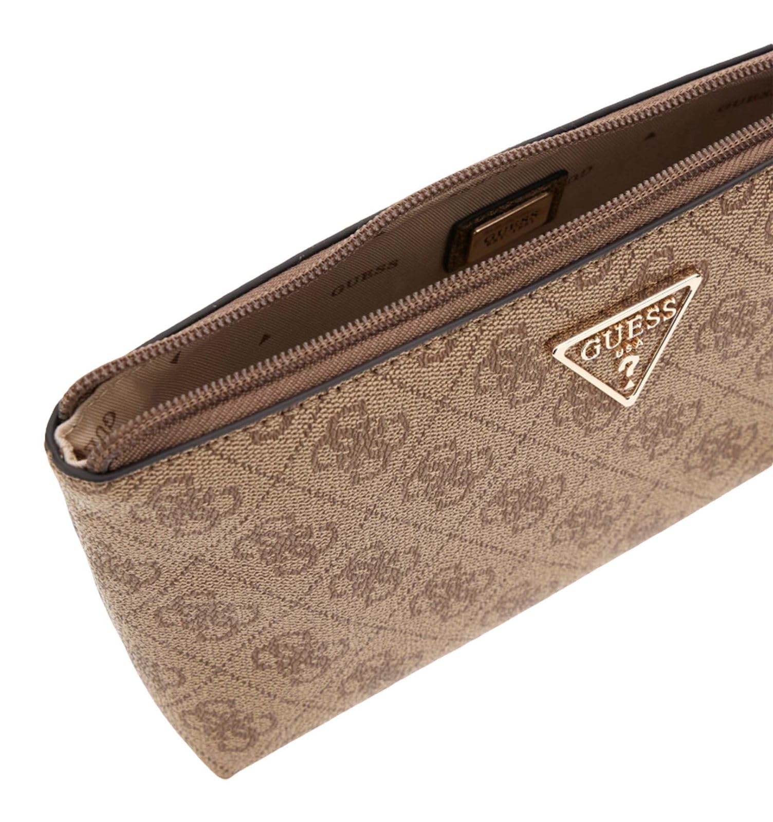 GUESS borsa per utensili Laurel II Wristlet Pouch Latte Logo marrone