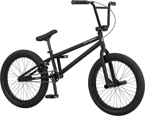 Retrospec Sesh - Bicicleta BMX para niños de 20 pulgadas, estilo libre, para niños y niñas, con clavijas de eje extraíbles, freno en U, dirección