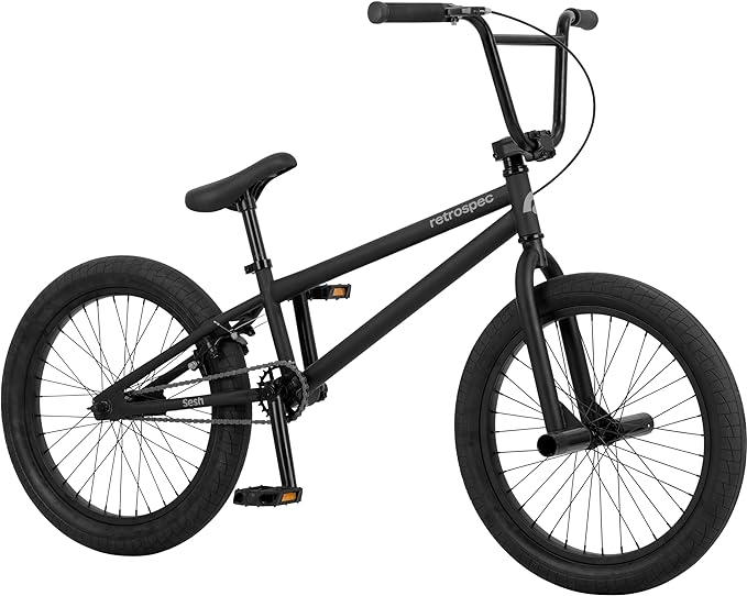 Retrospec Sesh 20” Kids BMX Bike - Freestyle Youth Bicycle for Boys and Girls With Removable Axle Pegs, U-Brake, Threadless Steering and Shock-Absorbing Tires for Children Ages 6-11 Years Old