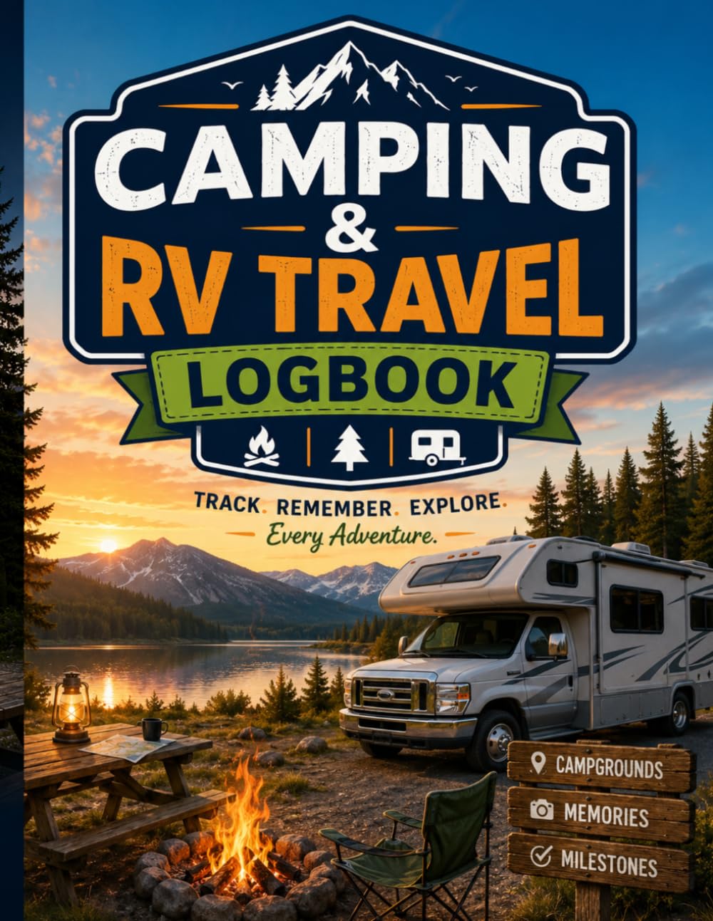 Camping & RV Travel Logbook: A Travel Journal to Record Campgrounds, Routes, Mileage, Memories, Expenses, and Every RV Adventure