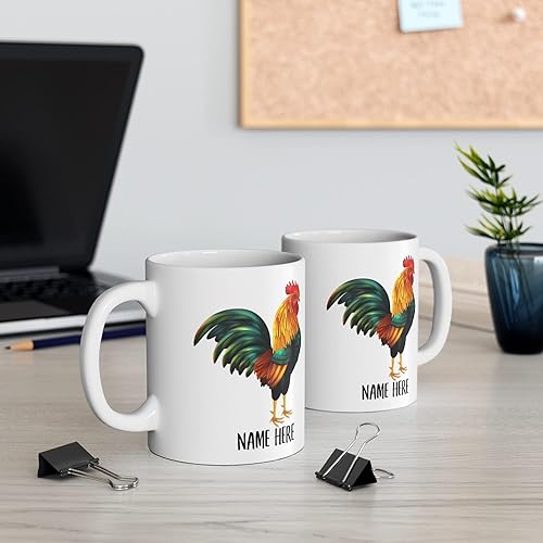 Miniatura 5 de Lovesout Funny Chicken Rooster - Taza de café con nombre personalizado para Navidad, regalo 2025, color blanco, 11 onzas