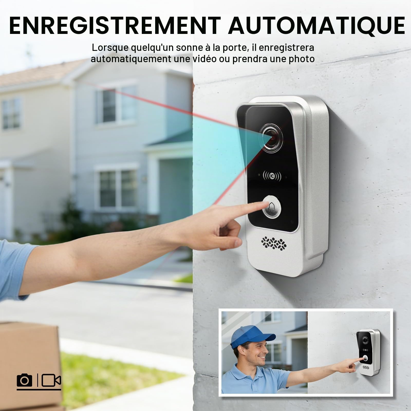 Visiophone Connecté Filaire,Interphone Vidéo 2 Fils Visiophone WiFi,7" Ecran Couleur TFT LCD,1080P Sonnette avec Caméra,Portier vidéo,Déverrouillage à Distance