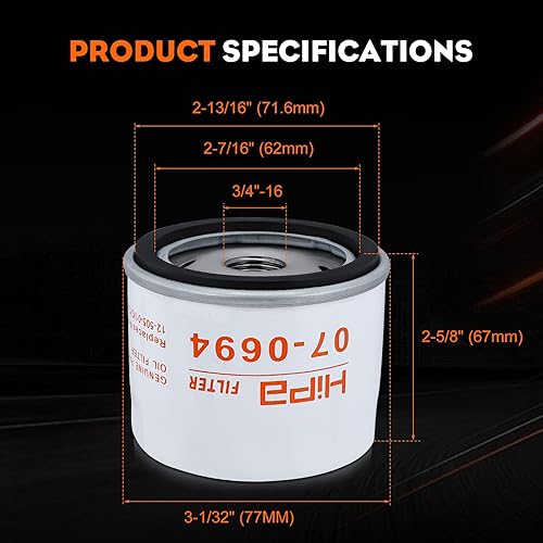 Miniatura 7 de Hipa 12-050-01-S Filtro de aceite Reemplazar el filtro de aceite Kohler 12 050 01-S1 1205001 KH-12-050-01-S 1205001S1 Fit Kohler 7000 Series Cub