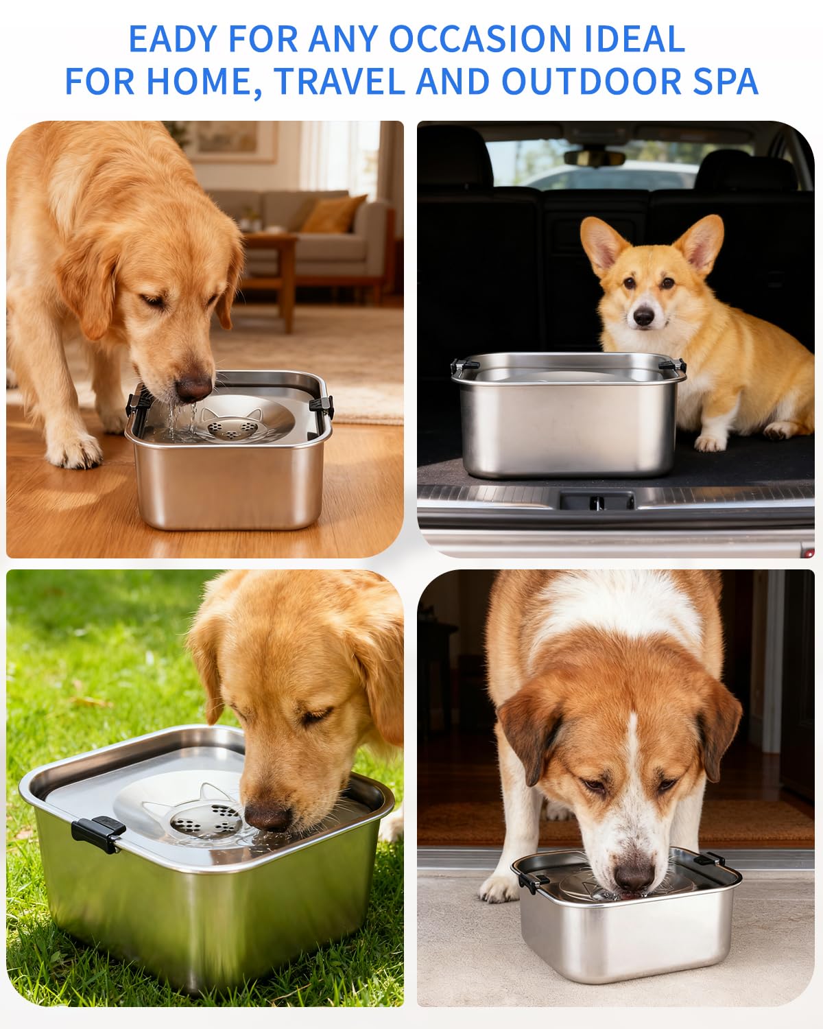 Ciotola d'acqua per cani senza sbavare, 3L Ciotola Antigoccia Cane con Disco Flottante Sigillato,Antipolvere Ciotolas Acqua Cane che Promuove il Bere Lento per Viaggi,Esterno,Casa