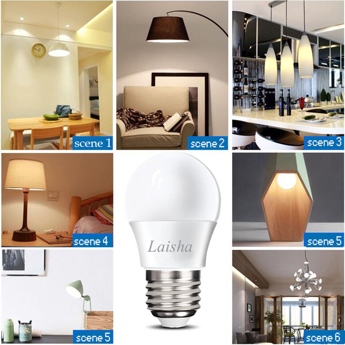 6-pack LED A60 lampadina, Watt (equivalenti a incandescenza), 6500 K (bianco freddo) Glow, 800 lumen, 300 °, omnidirezionale, base E27 medio vite, ul-listed & fcc-qualified