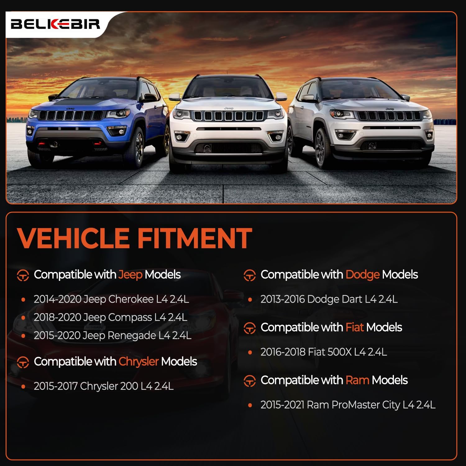 Set of 4 Ignition Coil Packs & Iridium Spark Plugs Compatible with 2.4L 2014-2020 Jeep Cherokee Compass Renegade, Ram ProMaster City, 15-17 Chrysler 200 13-16 Dodge Dart 16-18 Fiat 500X Replace UF751