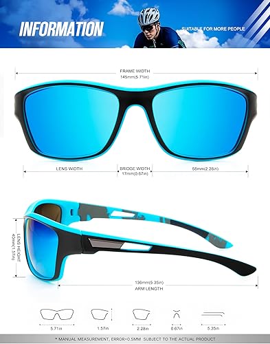 Miniatura 5 de KALIYADI Gafas de sol polarizadas para hombre, gafas de sol deportivas para conducir, ciclismo, pesca, con protección UV