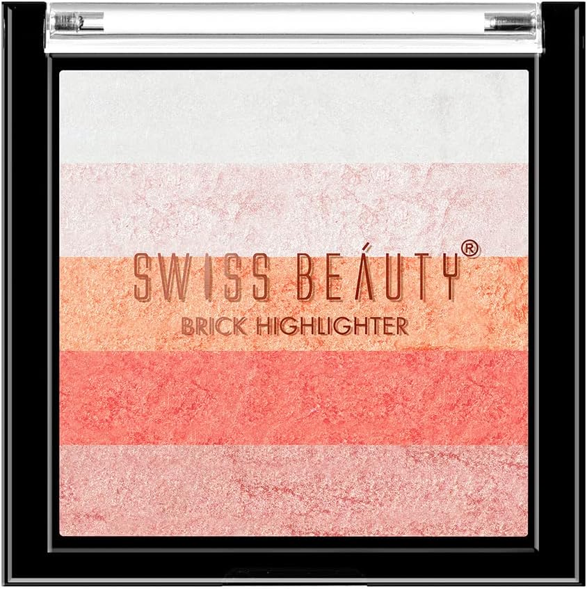 Swiss Beauty Brick Highlighter | Highly-pigmented Powder Highlighter + Bronzer with Easy-to-blend Formula | Shade- 2, 7g |