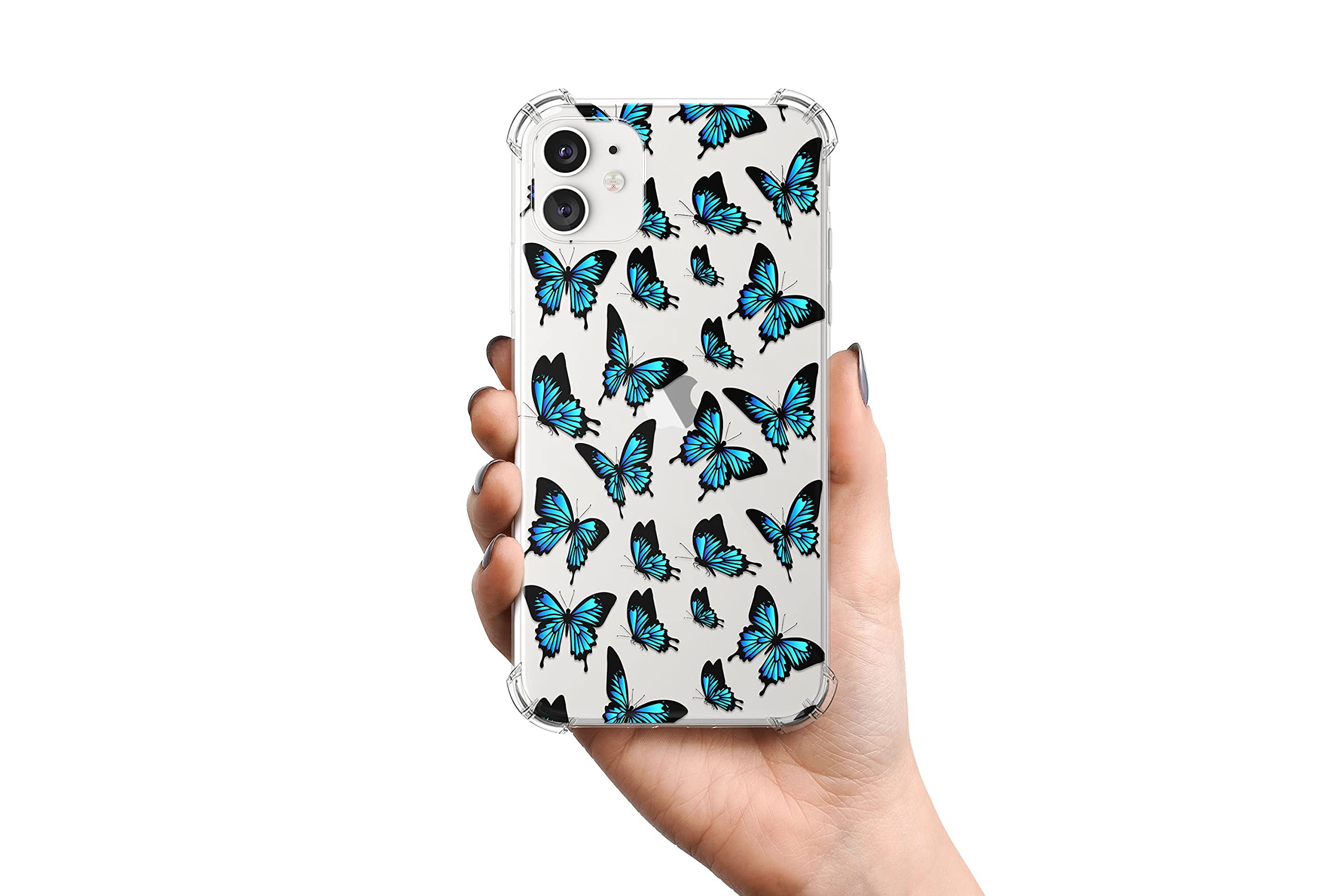 LOQUPE Clear Butterfly Designed for iPhone 12 Pro Case, for iPhone 12 Case [Never Fade] [Mil-Grade Drop Test] Shockproof Protective Phone Case Slim Thin Cover Women Girls 6.1''