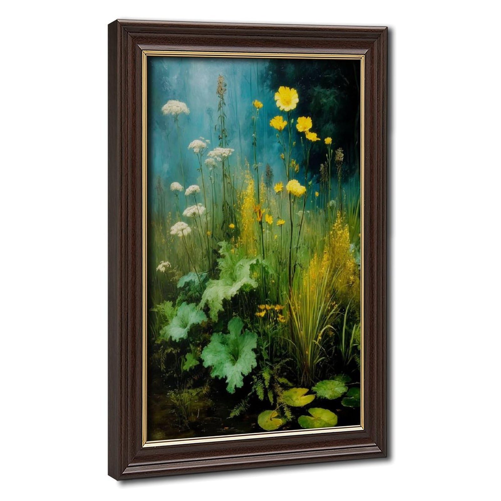 Bareronor Turquoise Wildflower Meadow Canvas Poster Bedroom Decor Landscape Office Room Decor Gift 20" L X 30" W