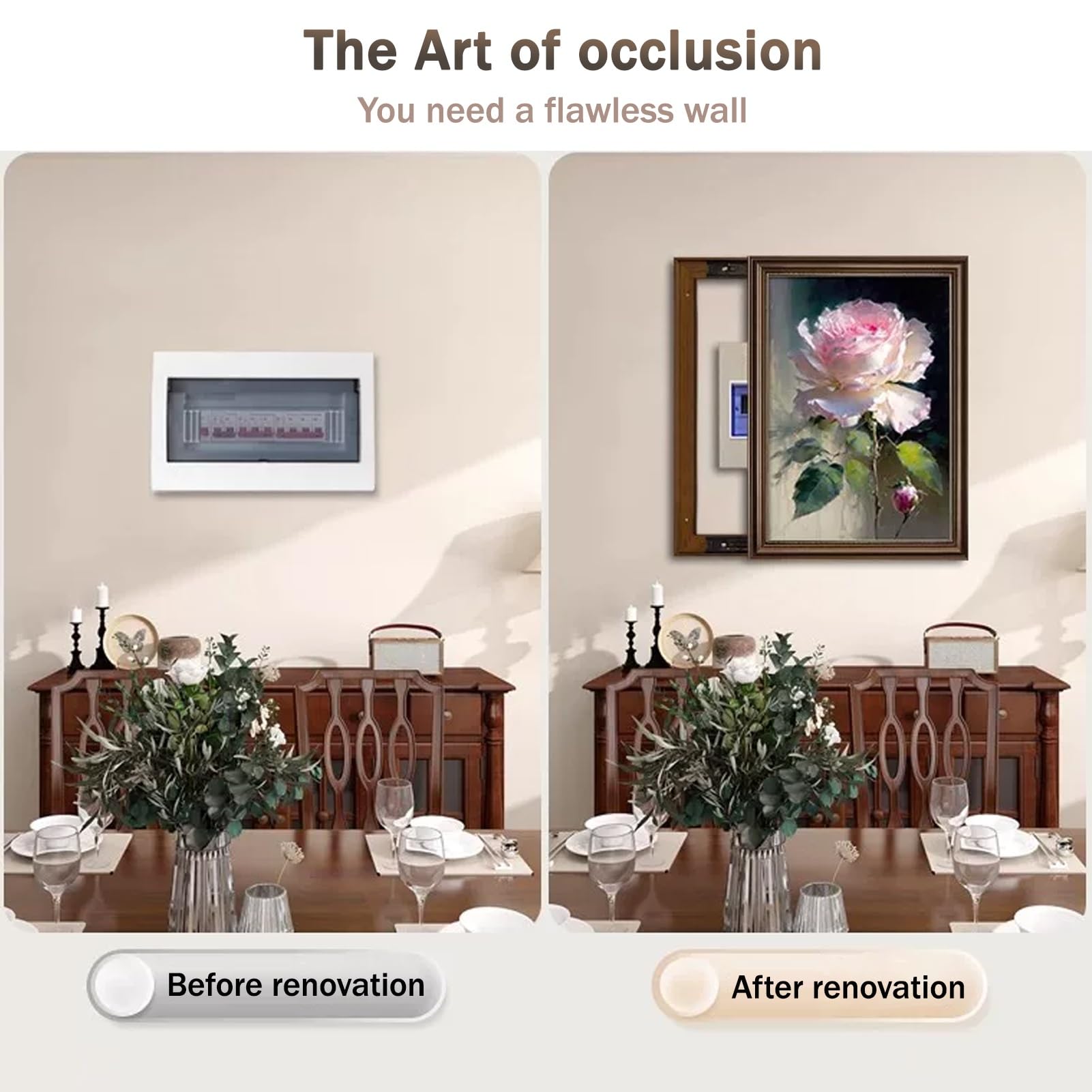 Retro Vertical Pintura Decorativa For Caja De Medidor | Cubierta Para Caja De Fusibles De Flores De Vaivén, Distribución Pintura Decorativa De Pared(Left K,15.7"x19.7"/40x50cm)