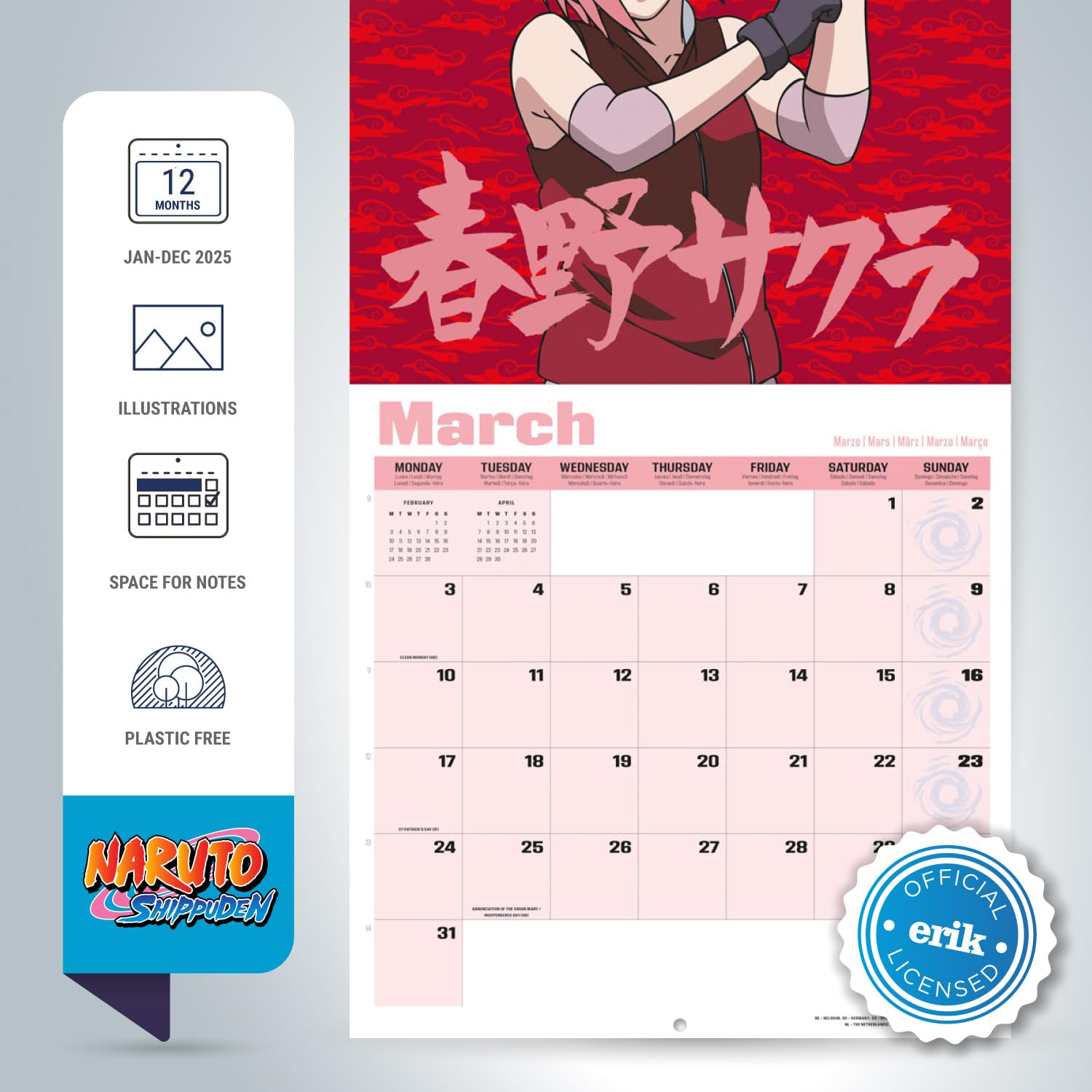 Calendario 2026 30x30 Naruto Shippuden Erik azul · Grupo Erik Editores, S.L. · El Corte Inglés