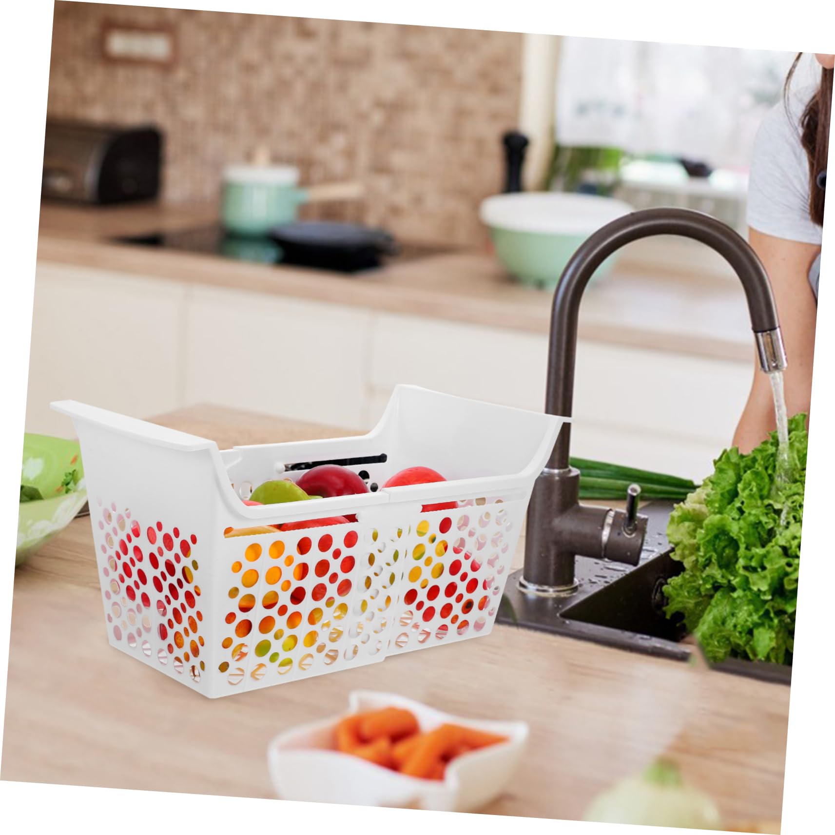 Cesta Blanco Extensible Horizontal de Congelador de Plástico Ajustable