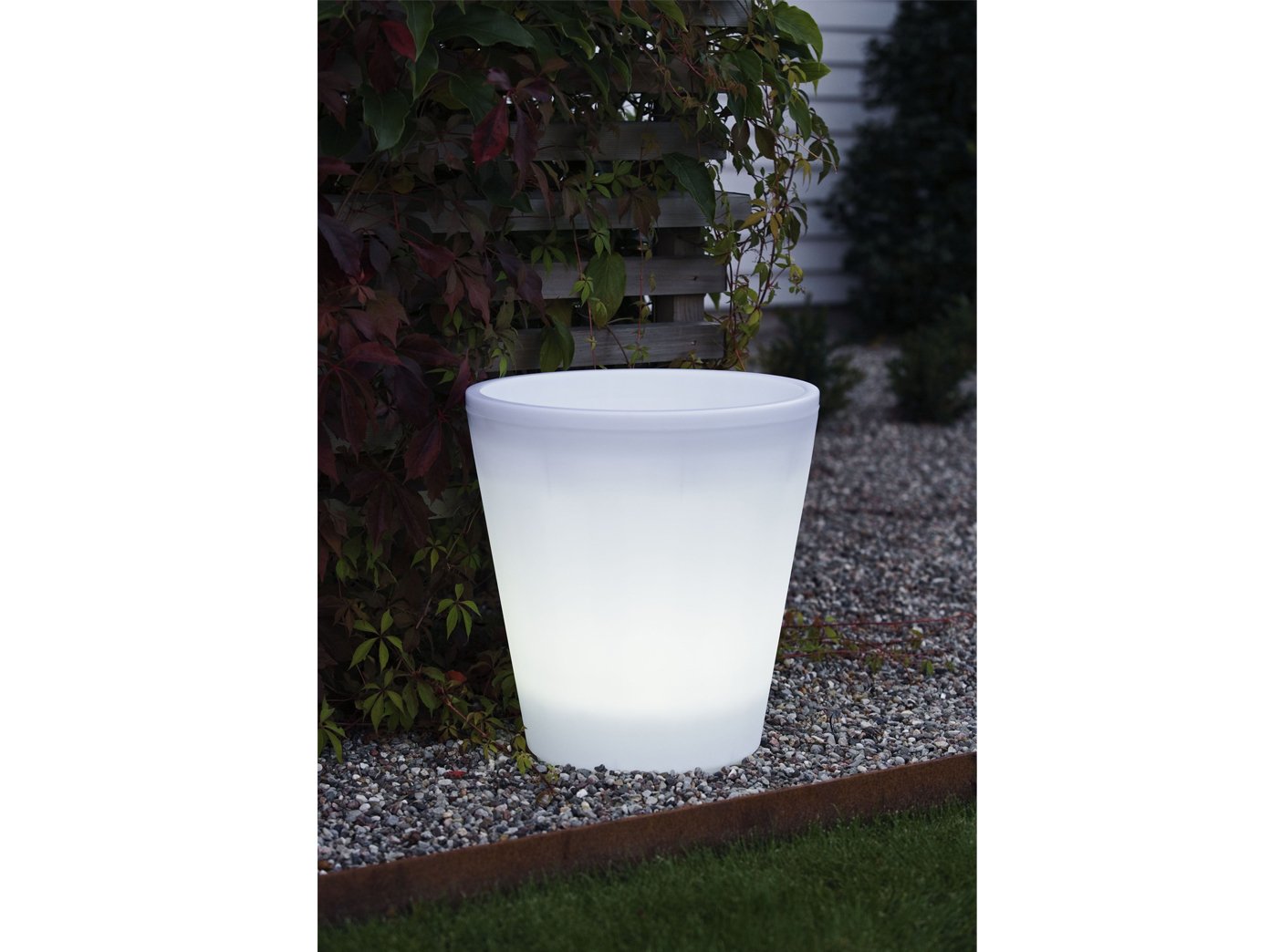 Lot de pots de fleurs lumineux à LED pour l'extérieur - Diamètre : 28 cm et 37 cm - Câble d'alimentation de 6 m et transformateur - Éclairage de terrasse