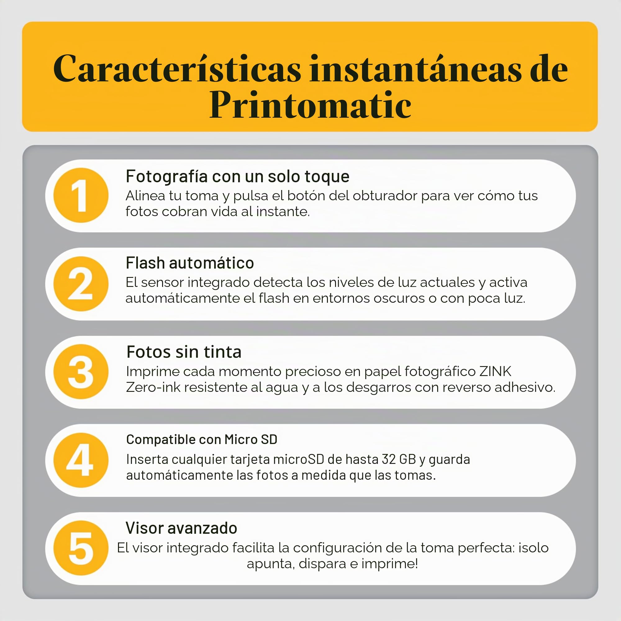 KODAK Printomatic cámara de impresión instantánea + Estuche Blando + Papel fotográfico Zink de 2 x 3 (Paquete de 20) + Álbum + Juegos de calcomanías + Marcos para calcomanías + Marcadores - Gris