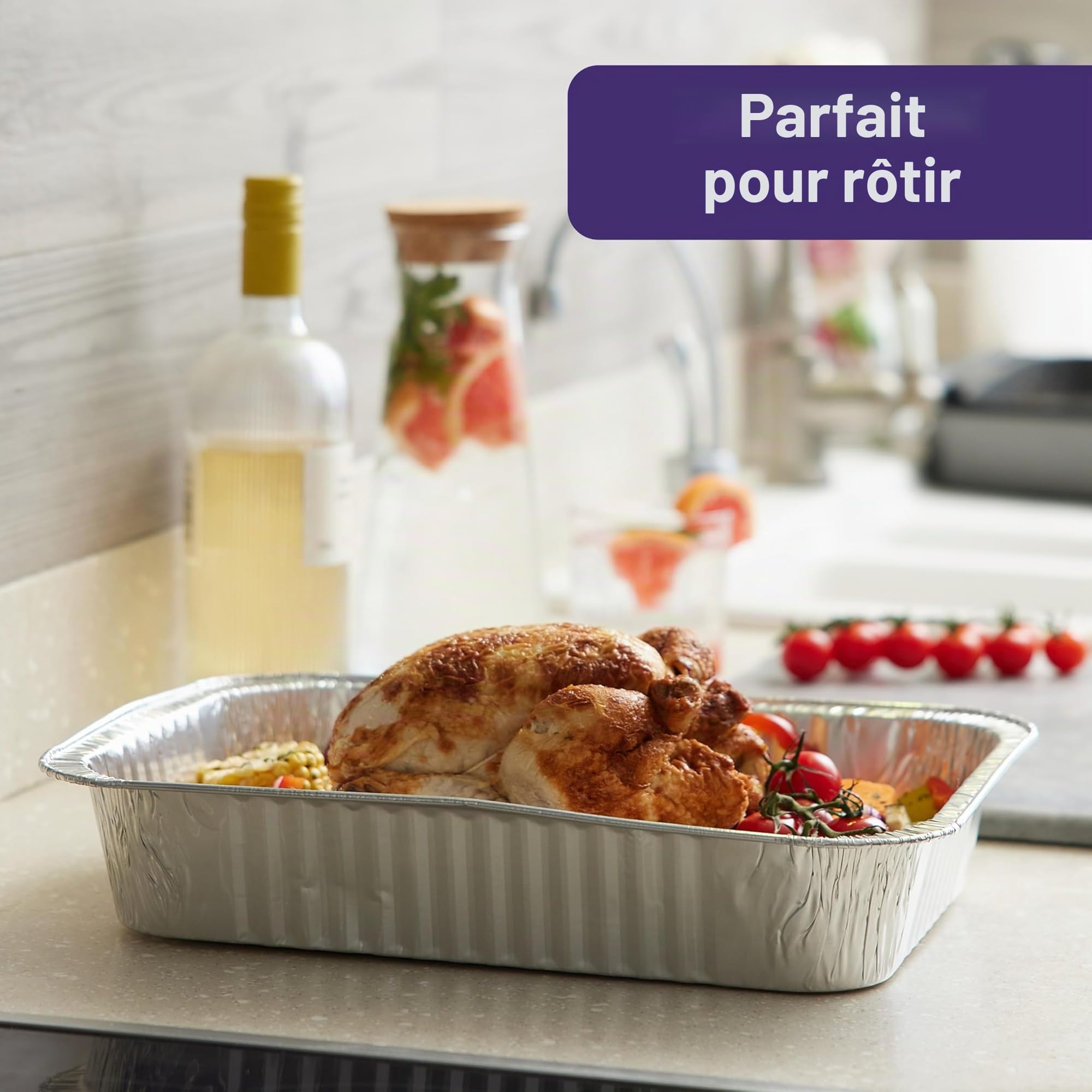 Barquettes Aluminium Grand Format 37×27 cm 5 L MATANA Lot de 25 Empilables Four & Congélateur