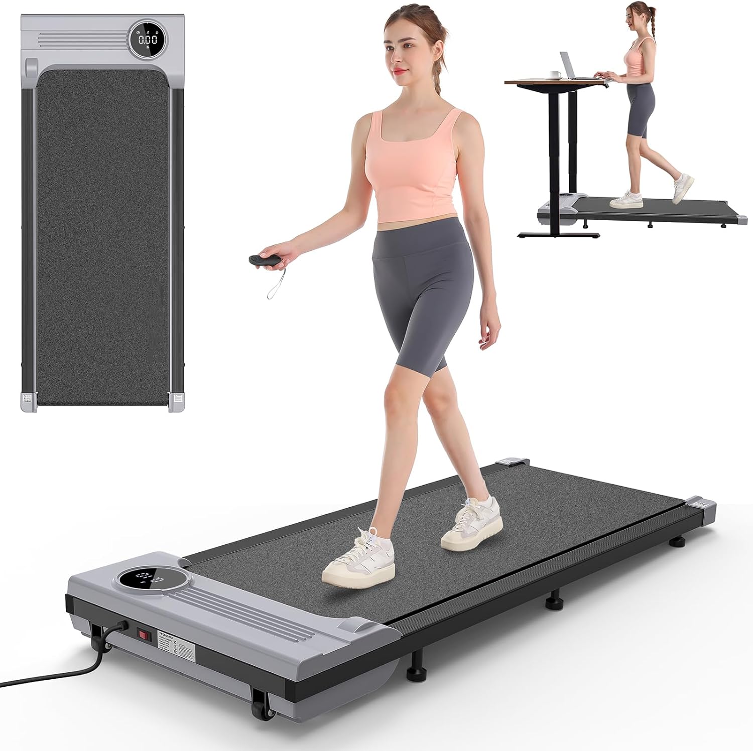 ANCHEER Walking Pad 3.0HP Under Desk Treadmill 300lbs Weight Capacity with Remote Control, Compact Electric Treadmills for Home/Gym/Office with LED Screen, Ultra-Quiet, Installation-Free