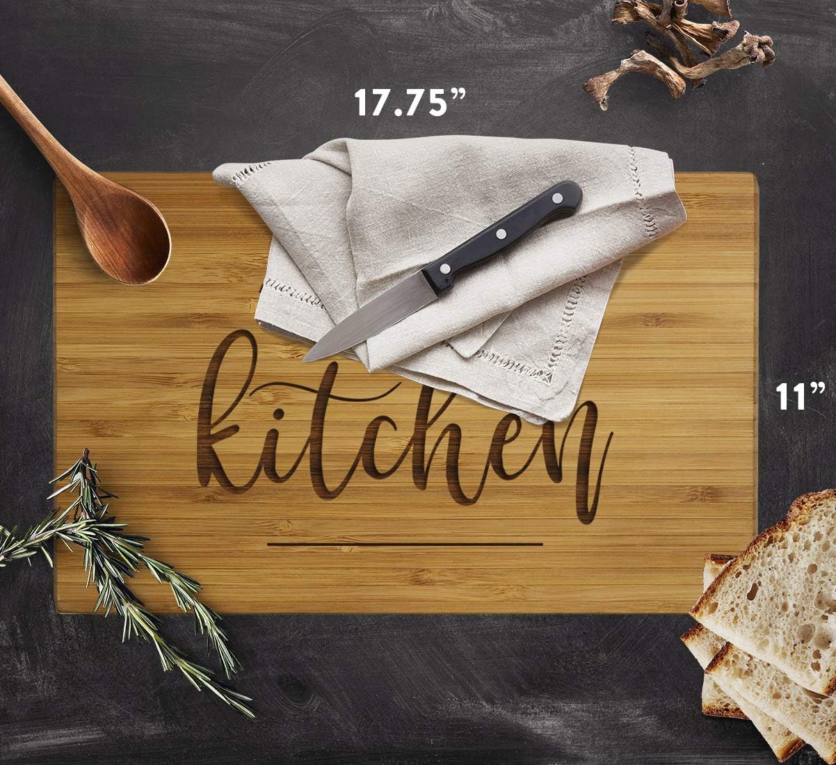 Andaz Press Large Bamboo Wood Cutting Board Gift, 17.75 x 11-inch, Abuela's Kitchen, Modern, 1-Pack, Engraved Serving Chopping Board Christmas Birthday Chef Kitchen Ideas