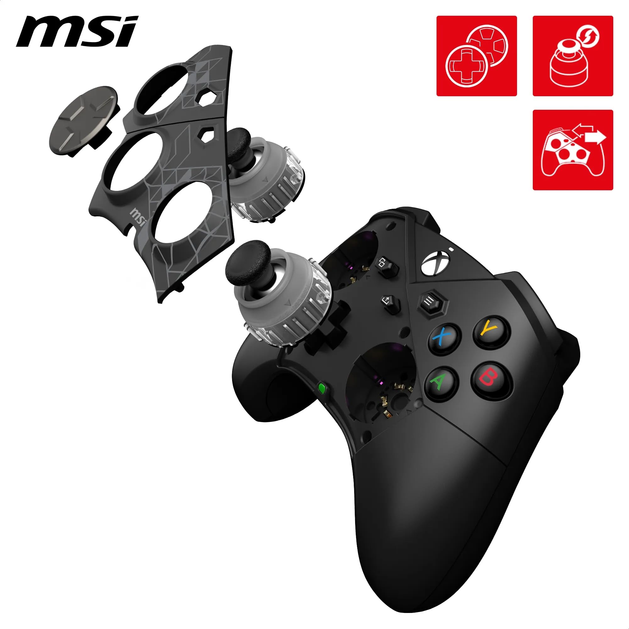 MSI FORCE PRO W - Mando Gaming Inalámbrico y Alámbrico, Compatible con Xbox Series/Xbox One/PC/Android, Control Analógico/Digital, Negro, RGB, Botones Programables, 275g