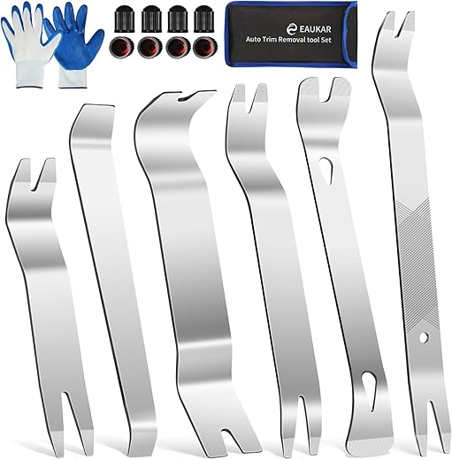 Eaukar Auto Demontage Werkzeuge, 18 Stück Fahrzeug Demontage Metall Innen-Verkleidung Hebelwerkzeug, KFZ Werkzeug, Car Panel Removal Tool Autotür…