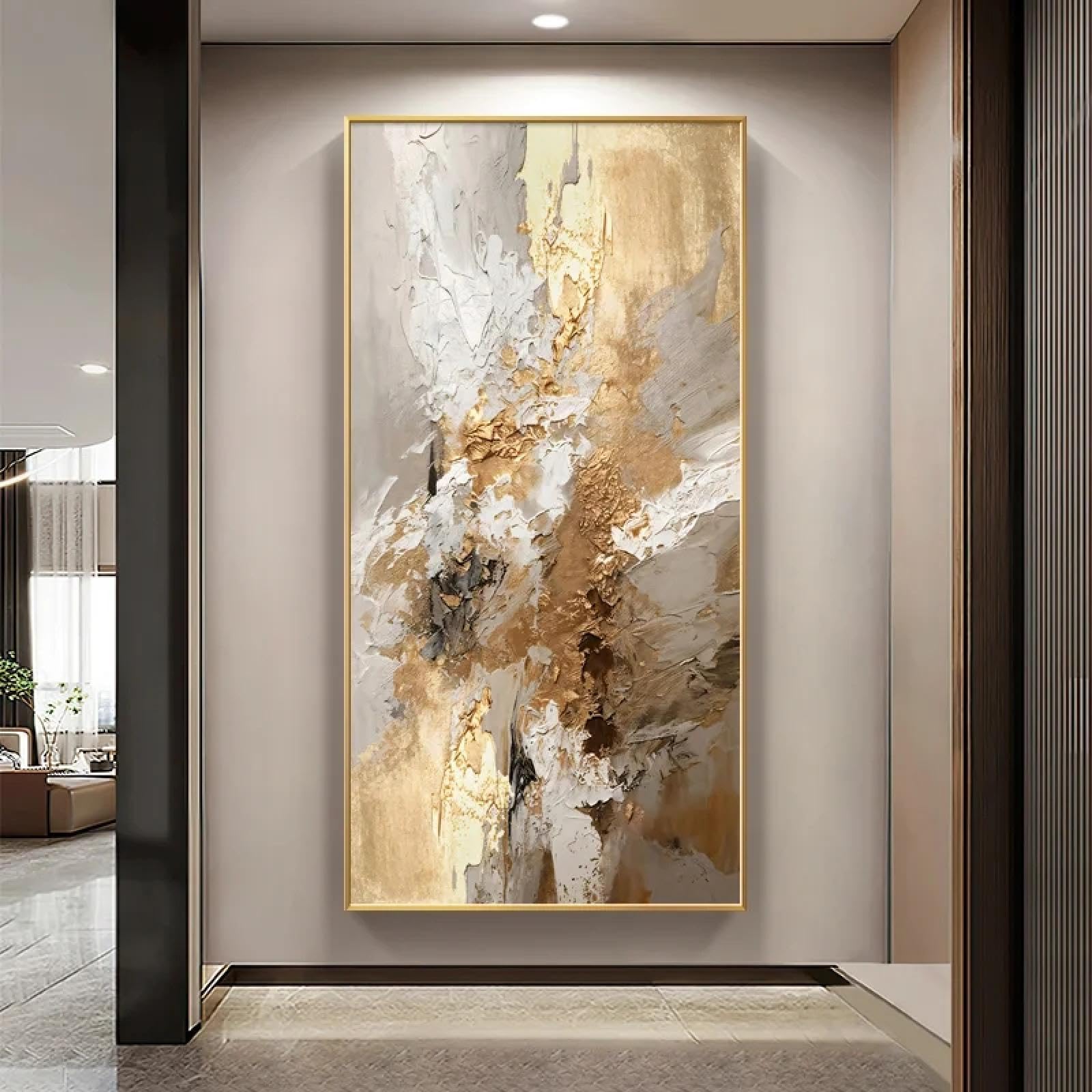 KEMEIQI Quadro su tela astratto di lusso, elegante decorazione per la casa, per camera da letto, soggiorno, sala da pranzo, decorazione verticale da appendere alla stanza, 65x130 cm, senza cornice.
