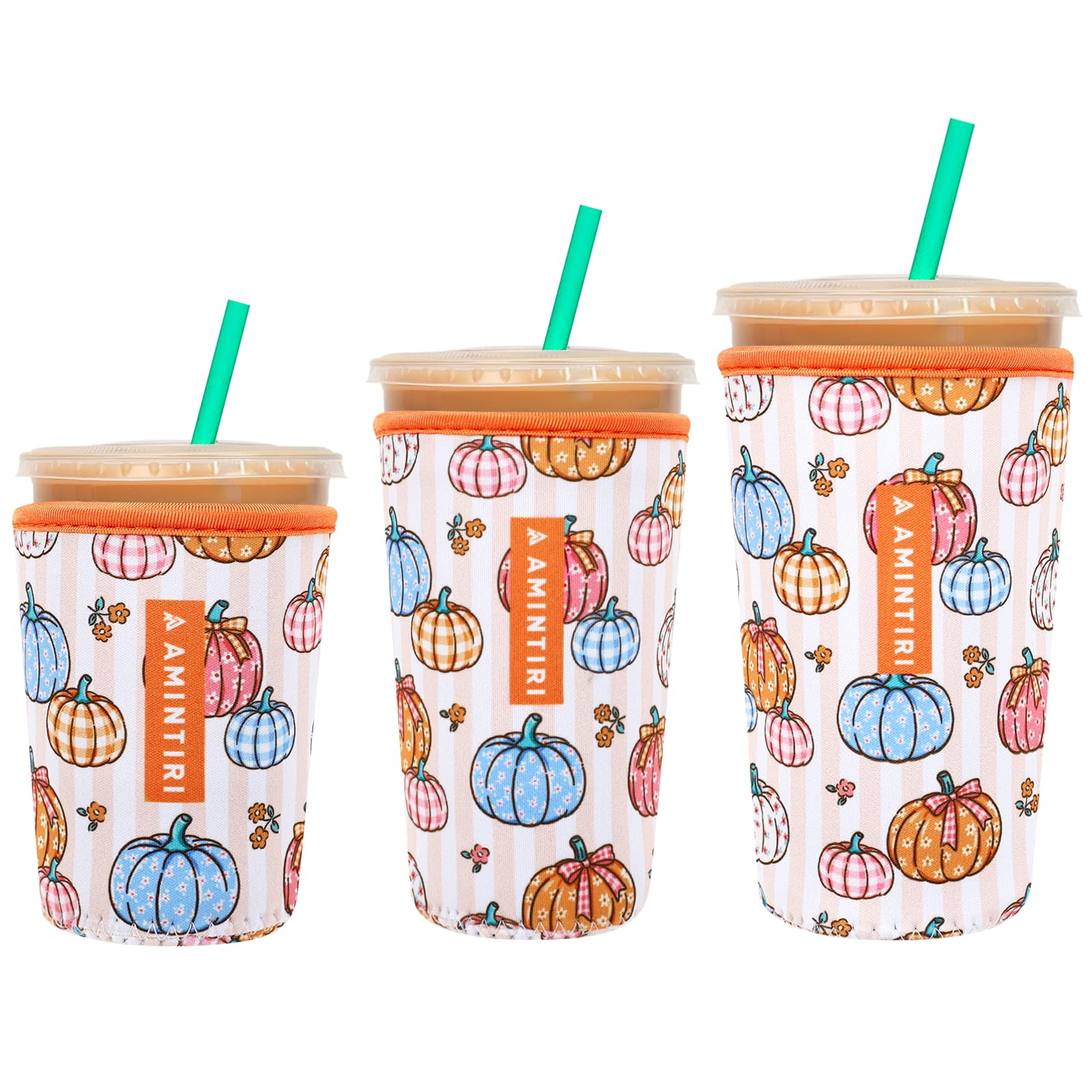 3 Pack Reusable Insulator Neoprene Sleeve for Iced Coffee &amp; Cold Soda