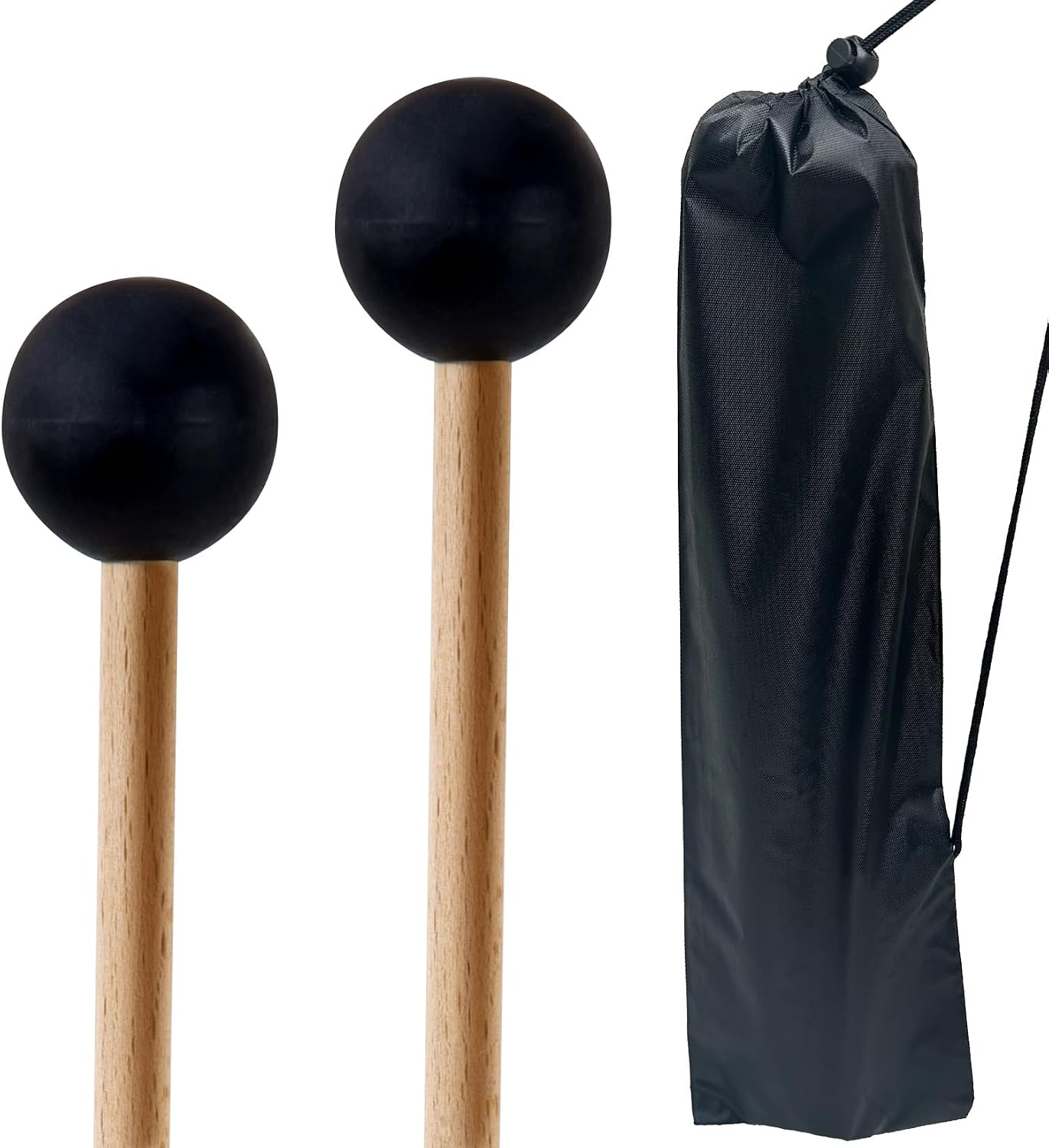 2 Pcs Rubber Bell Drum Mallets, 15 Inches Glockenspiel Sticks with Drumsticks Bag, Percussion Instrument Accessories for Timpani, Steel Drum, Marimba, Xylophone, Hand pan,Ideal for Beginners
