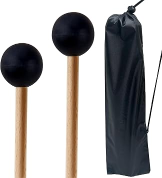 2 Pcs Rubber Bell Drum Mallets, 15 Inches Glockenspiel Sticks with Drumsticks Bag, Percussion Instrument Accessories for Timpani, Steel Drum, Marimba, Xylophone, Hand pan,Ideal for Beginners
