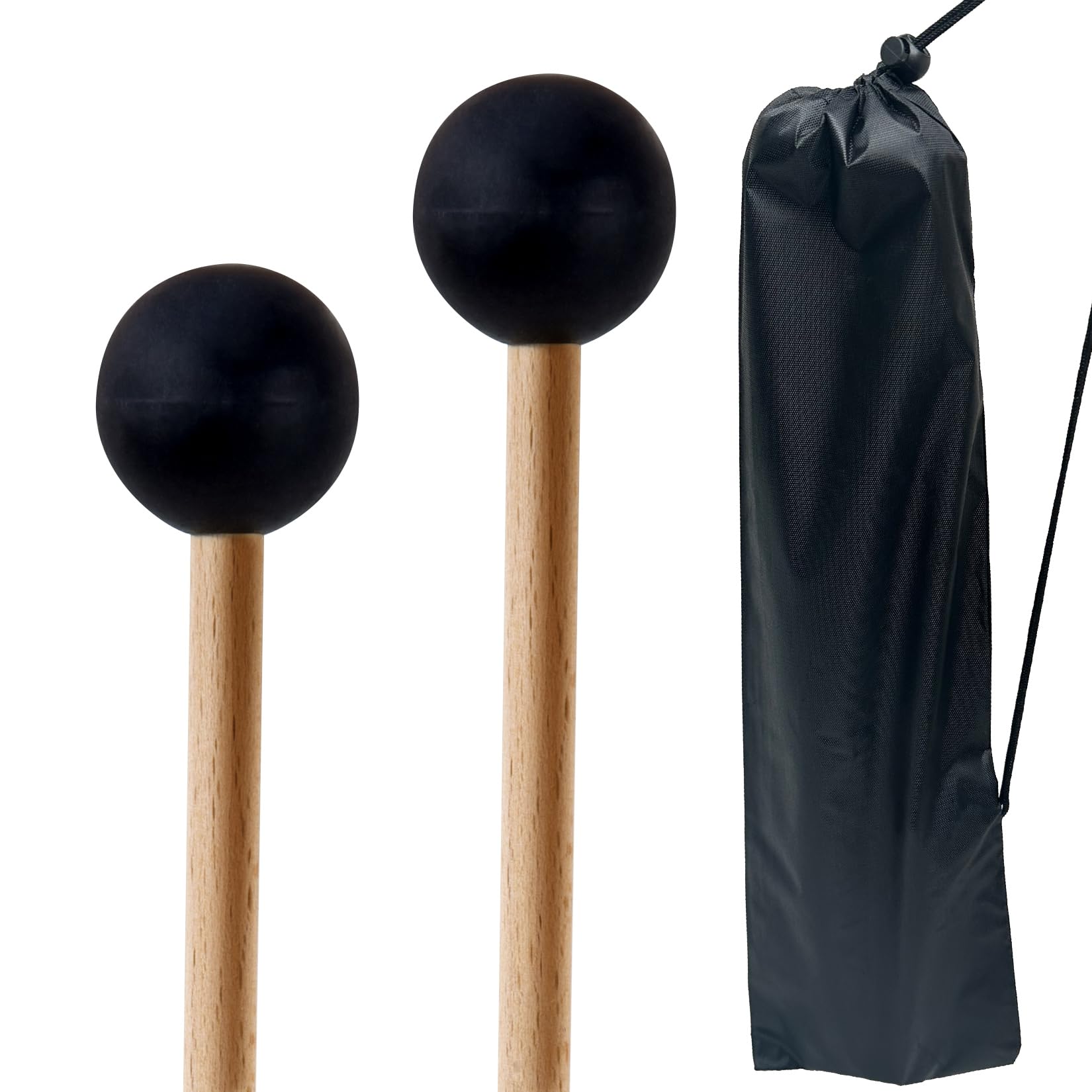 Rubber Bell Drum Mallets, Glockenspiel Sticks with Drumsticks Bag