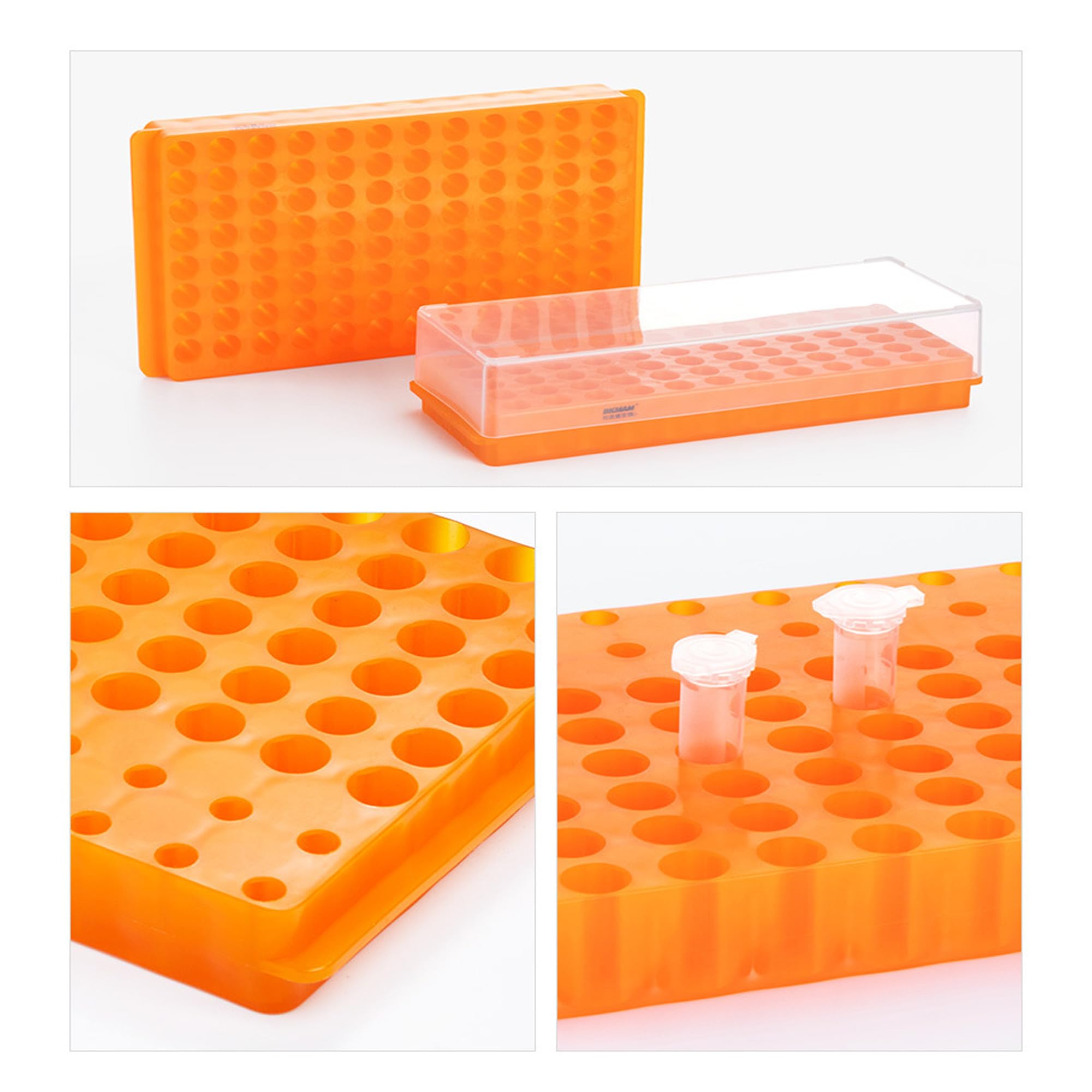 Test Tube Rack, 3-Pack, Double-Panel, 84+102 Positions, Fits 0.2ml to 5ml Tubes, Numbered Markings