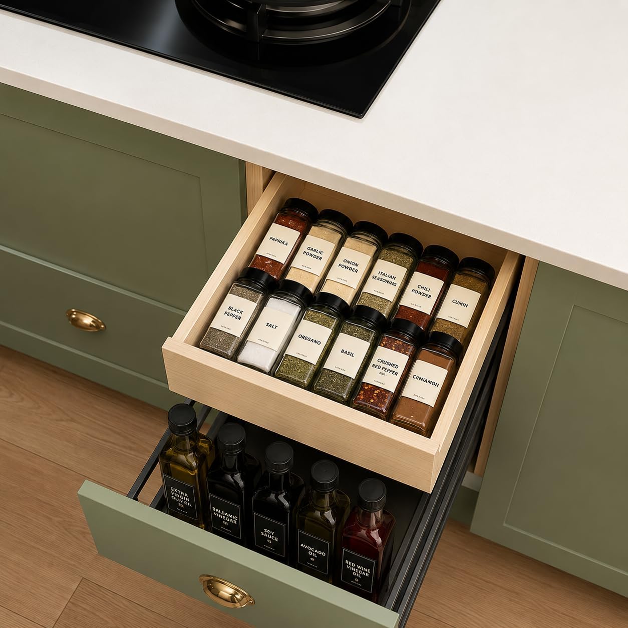 Pre-Assembled Pull Out Cabinet Drawer with L-Brackets, 3/4" Solid Pine Wood Construction, Soft Close Under Mount Slides, No Shelf Required, Heavy-Duty Kitchen & Pantry Organizer(14" W*21" D)