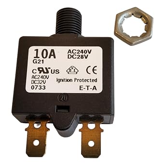 Circuit Breakers Single pole thermal reset circuit breaker in a miniature design intended for threadneck or snap-in mounting, dimensions 32.0 x 27.0 x 13.6 mm. 1 piece