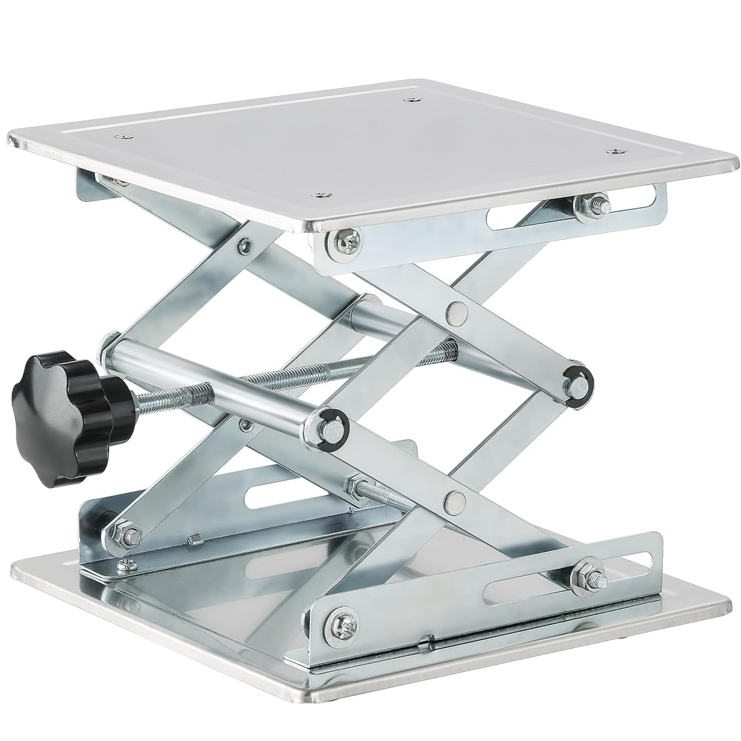 Table Élévatrice de Laboratoire en Acier Inoxydable 300 x 300 mm, Plate-Forme de Levage Manuelle, Hauteur Réglable de 90 à 460 mm, Capacité de Charge 25 kg, pour Expériences Précises