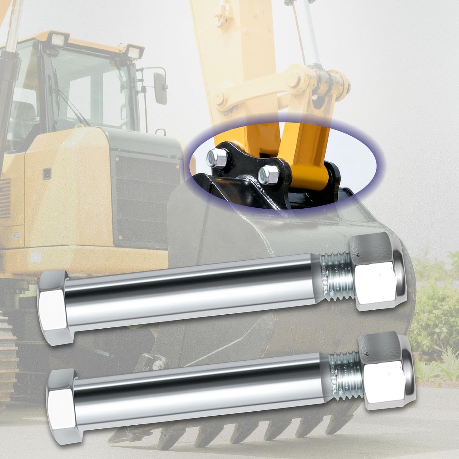 6 Pieces Mini Excavator Pins 25mm/0.98in with Self-Locking Nut, High-Strength Manganese Steel Link Pins for Bucket Attachments - Compatible with Small Diggers & Backhoe Accessories