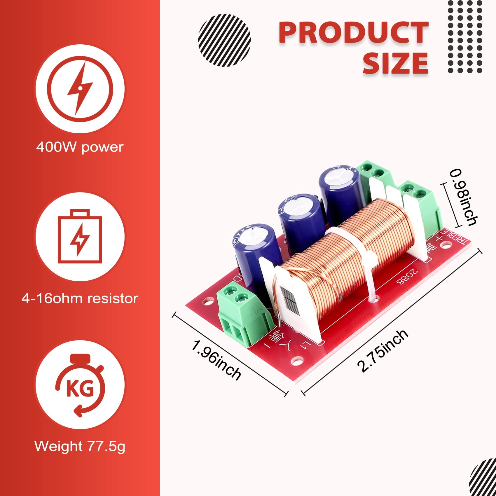 YLY-2088 Audio Frequenza Divisore 400W Regolabile 2 vie Filtro crossover per gamma di frequenza e alta