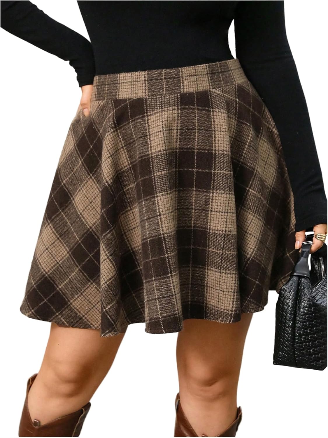 SweatyRocks Women's Plus Size Plaid Skirt Y2k High Waisted Mini Skirts for Curvy Women Going Out