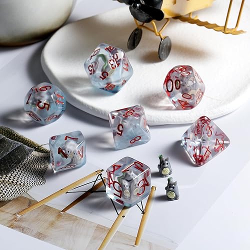 Miniatura 4 de Totoro - Juego de dados DND, 7 dados de resina D&D de DNDND con bolsa de terciopelo para juegos de mesa de Calabozos y Dragones (Totoro)