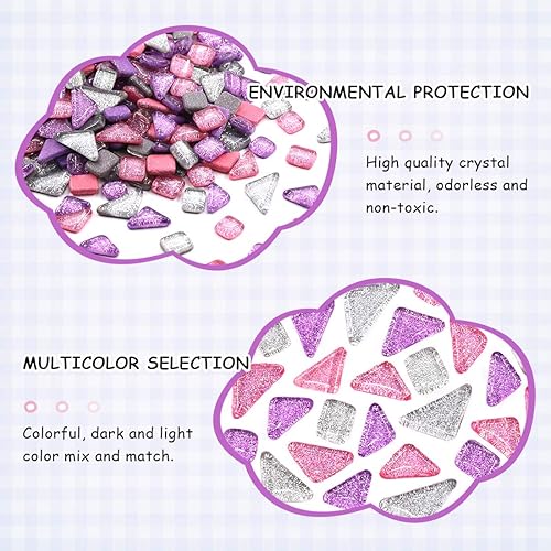 Miniatura 3 de Swpeet Kit surtido de azulejos de mosaico de 1 libra de colores mezclados de colores brillantes, azulejos de mosaico auténticos cuadrados y