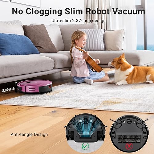 Miniatura 5 de Robot Aspirador y fregona Combo 5000Pa 650mL 2 en 1 Robot Aspirador Horario WiFiAlexaApp Smart Auto-Carga Robótica Aspiradora Ultra-Slim