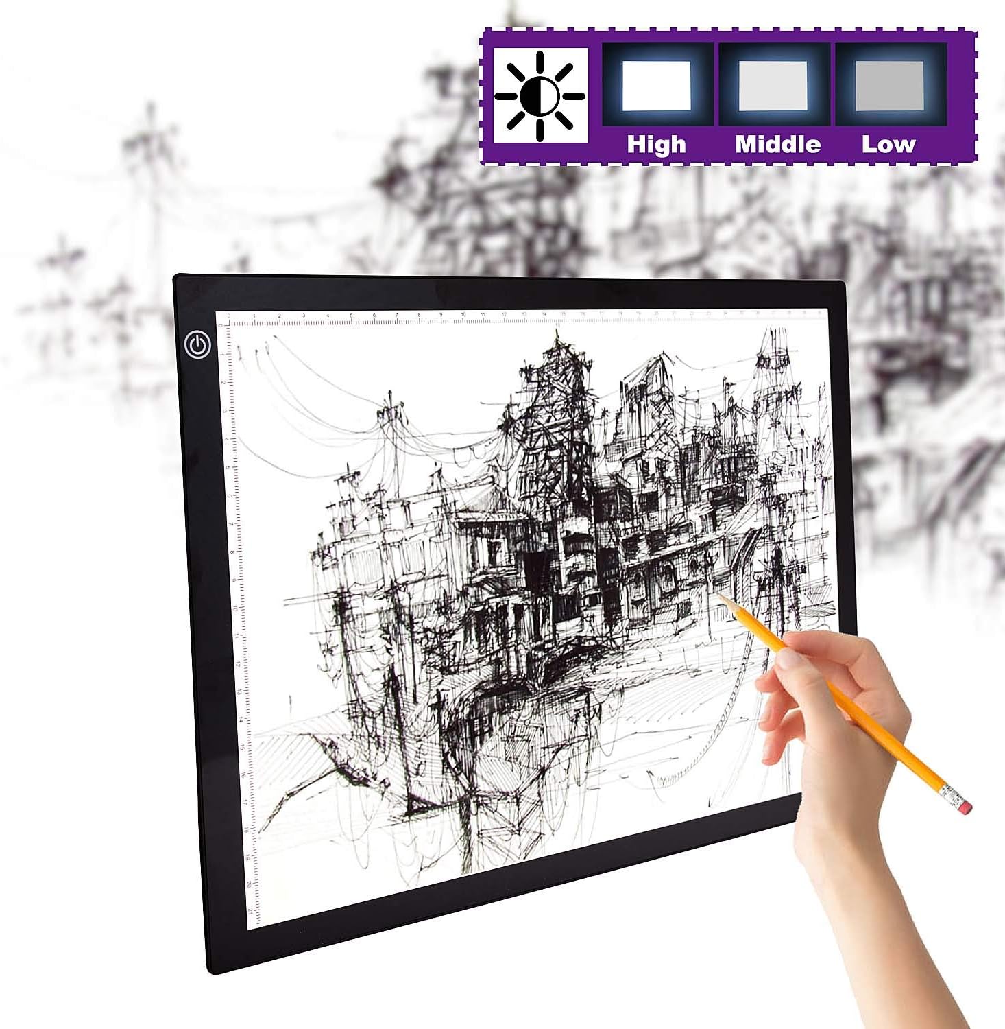 HOKONE LED Light Box Tracer A3 Ultra-Thin Portable,Artcraft Tracing Light Box with USB Power Cable Dimmable Brightness.Light Pad Copy Board for Artists Drawing/Sketching/Animation/Stencilling X