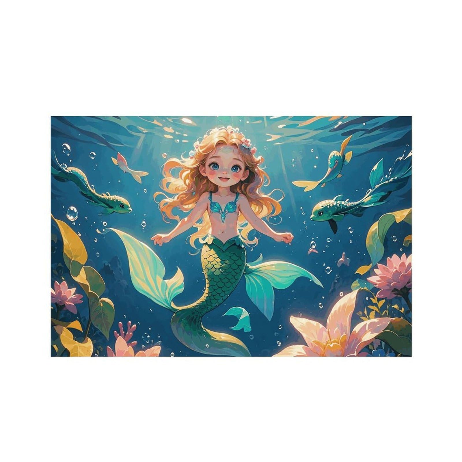 Mermaid Place Mat for Restaurant, Portable Table Mat for Kitchen, Anti-Slip Placemats for Home, Fashionable Place Mats for Wedding, Party, Hotels, Apartments 30x45cm