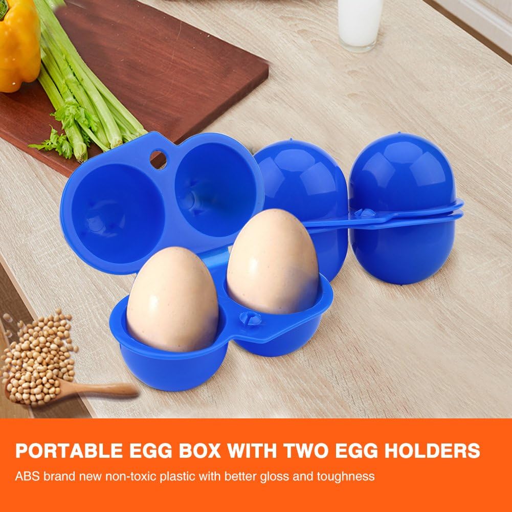 2 Grids Camping Egg Container, 4.53x2.95inch Blue Eggs Holder Campings, Portable Camping Egg Holders for Outdoor Campings Picnic